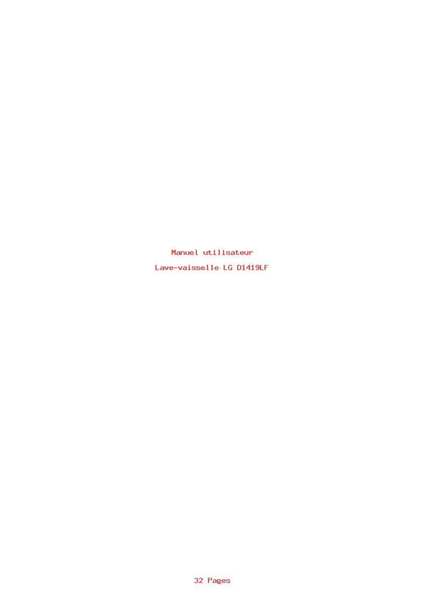 Page 1 de la notice Manuel utilisateur LG D1419LF