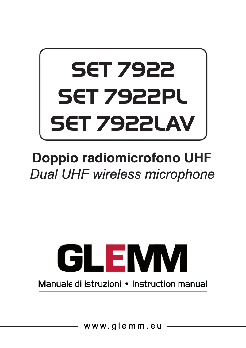 Page 1 de la notice Manuel utilisateur Glemm SET 7922