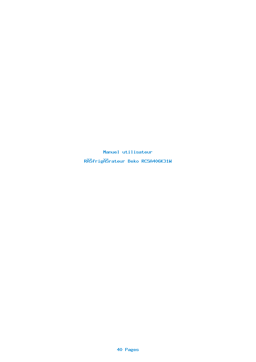 Page 1 de la notice Manuel utilisateur Beko RCSA406K31W