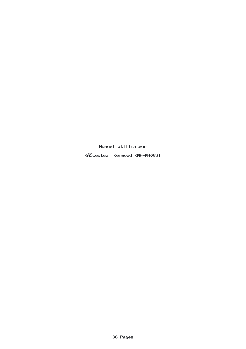 Page 1 de la notice Manuel utilisateur Kenwood KMR-M408BT