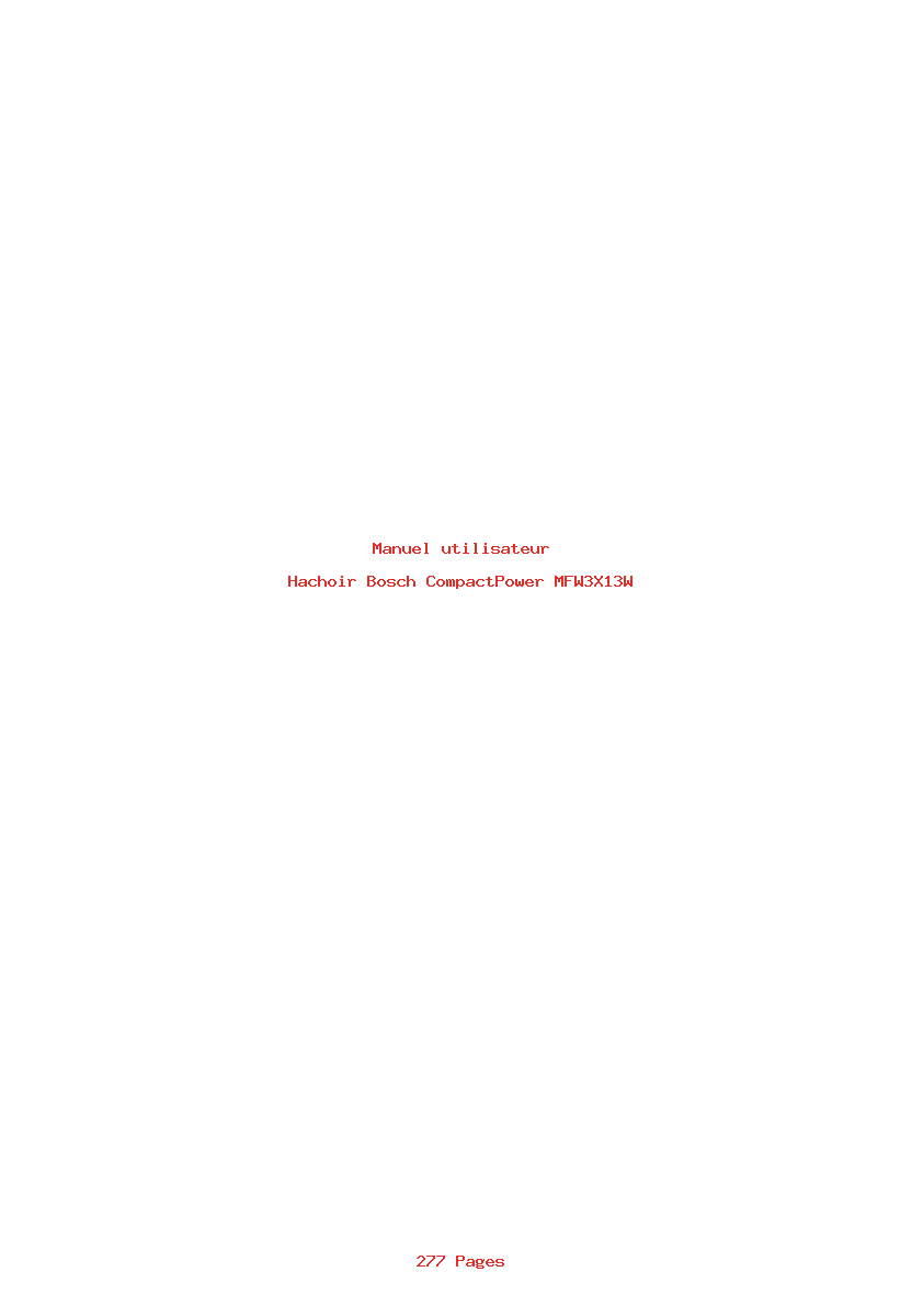 Page 1 de la notice Manuel utilisateur Bosch CompactPower MFW3X13W