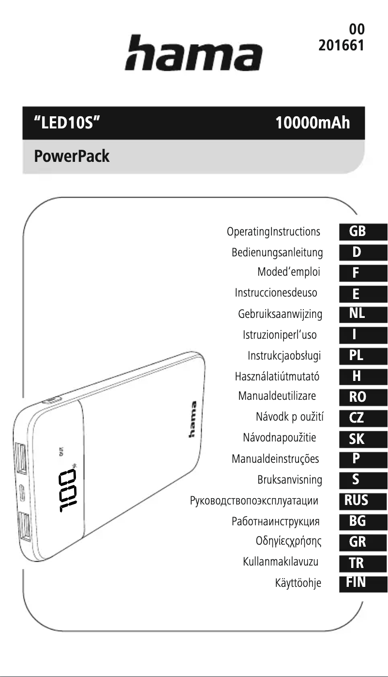 Page 1 de la notice Manuel utilisateur Hama LED10S