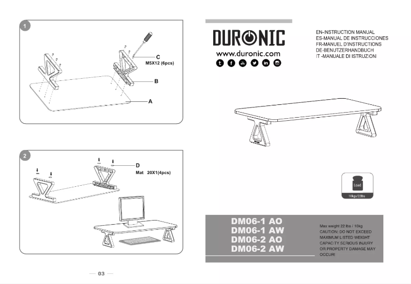 Page 1 de la notice Manuel utilisateur Duronic DM06-1 AO