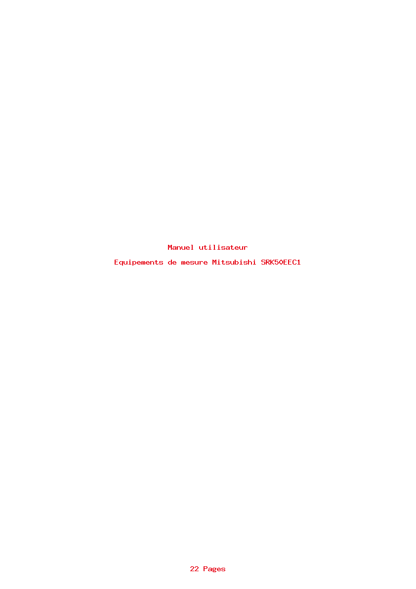 Page 1 de la notice Manuel utilisateur Mitsubishi SRK50EEC1