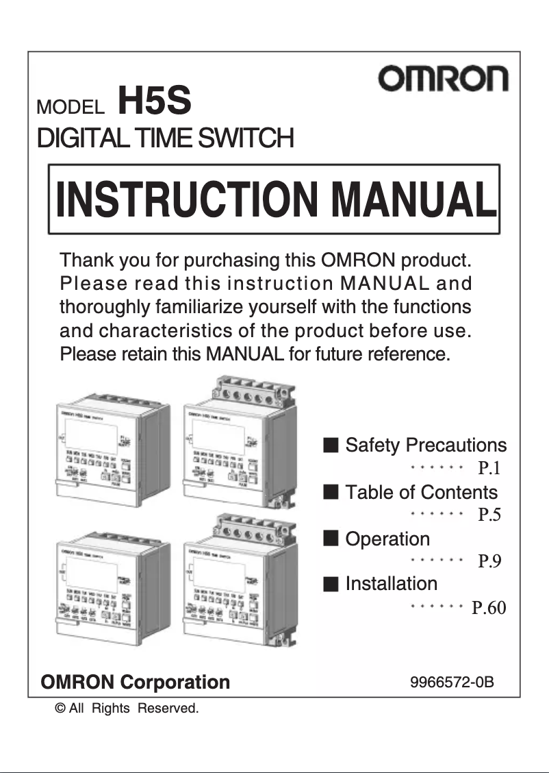 Page 1 de la notice Manuel utilisateur Omron H5S