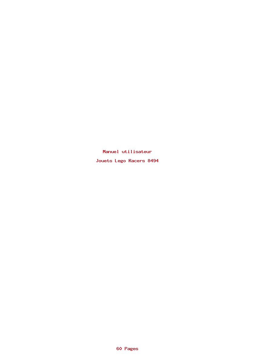 Page 1 de la notice Manuel utilisateur Lego Racers 8494