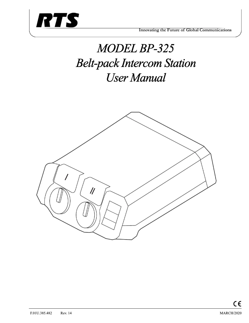 Page 1 de la notice Manuel utilisateur RTS BP-325