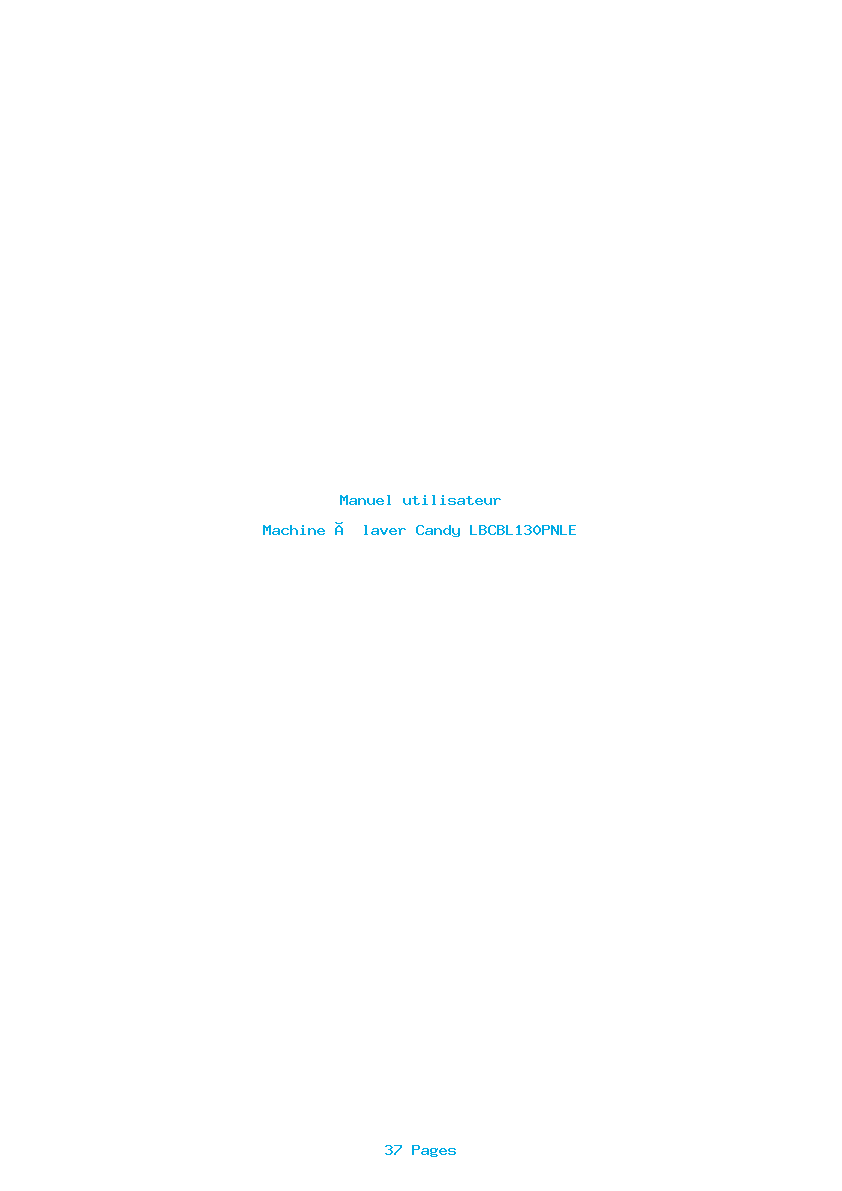 Page 1 de la notice Manuel utilisateur Candy LBCBL130PNLE