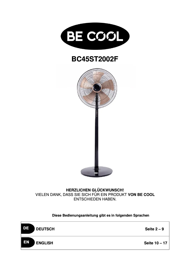 Página 1 del manual Manual de usuario Be Cool BC45ST2002F