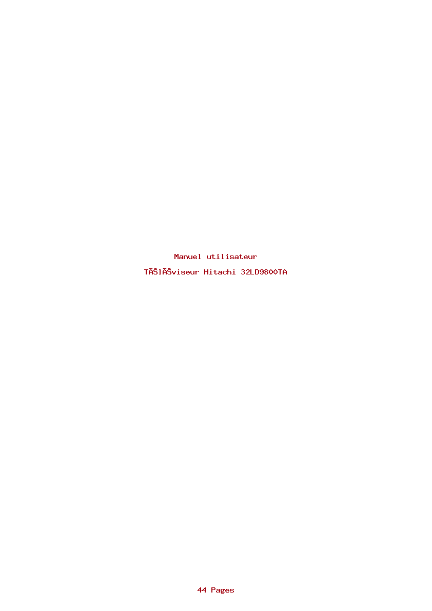 Page 1 de la notice Manuel utilisateur Hitachi 32LD9800TA