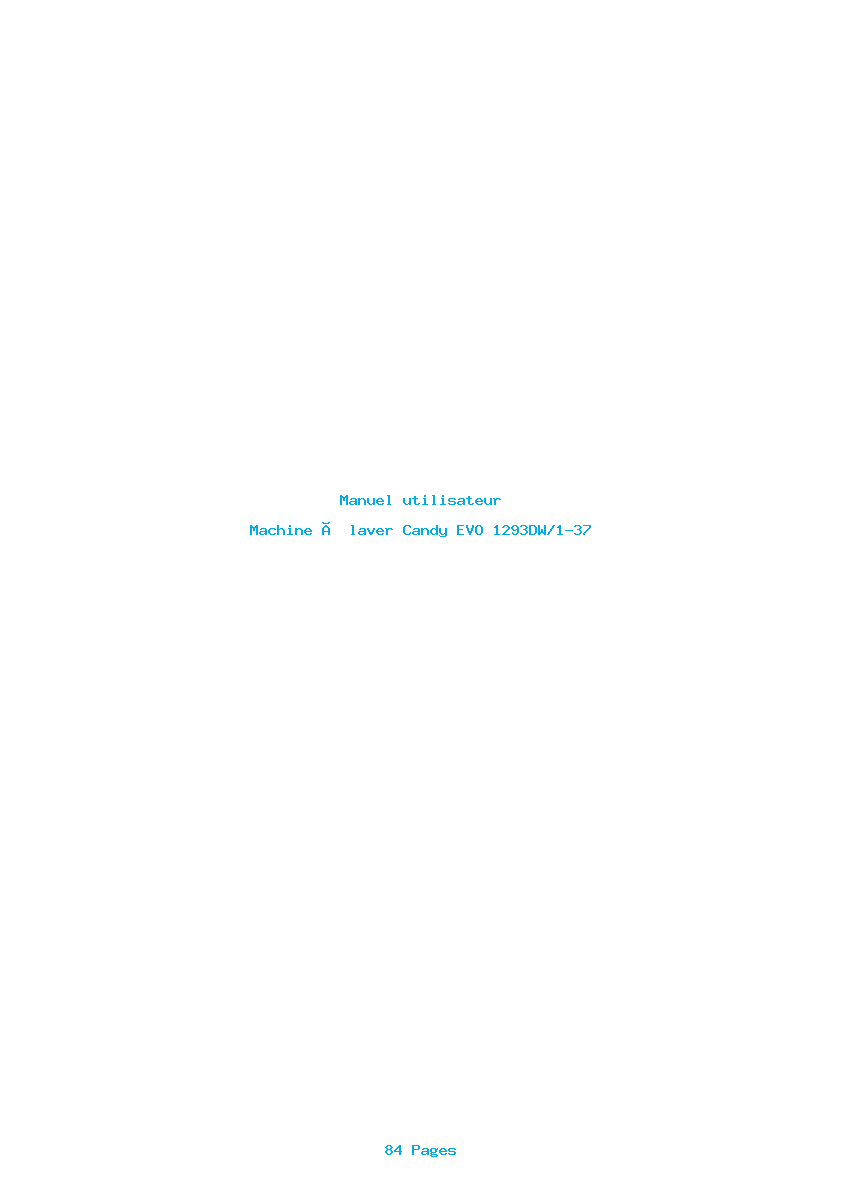 Page 1 de la notice Manuel utilisateur Candy EVO 1293DW/1-37