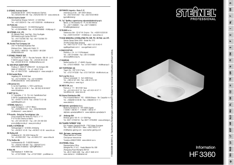 Page 1 de la notice Manuel utilisateur Steinel HF 3360