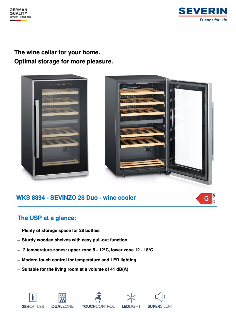 Page 1 de la notice Fiche technique Severin WKS 8894