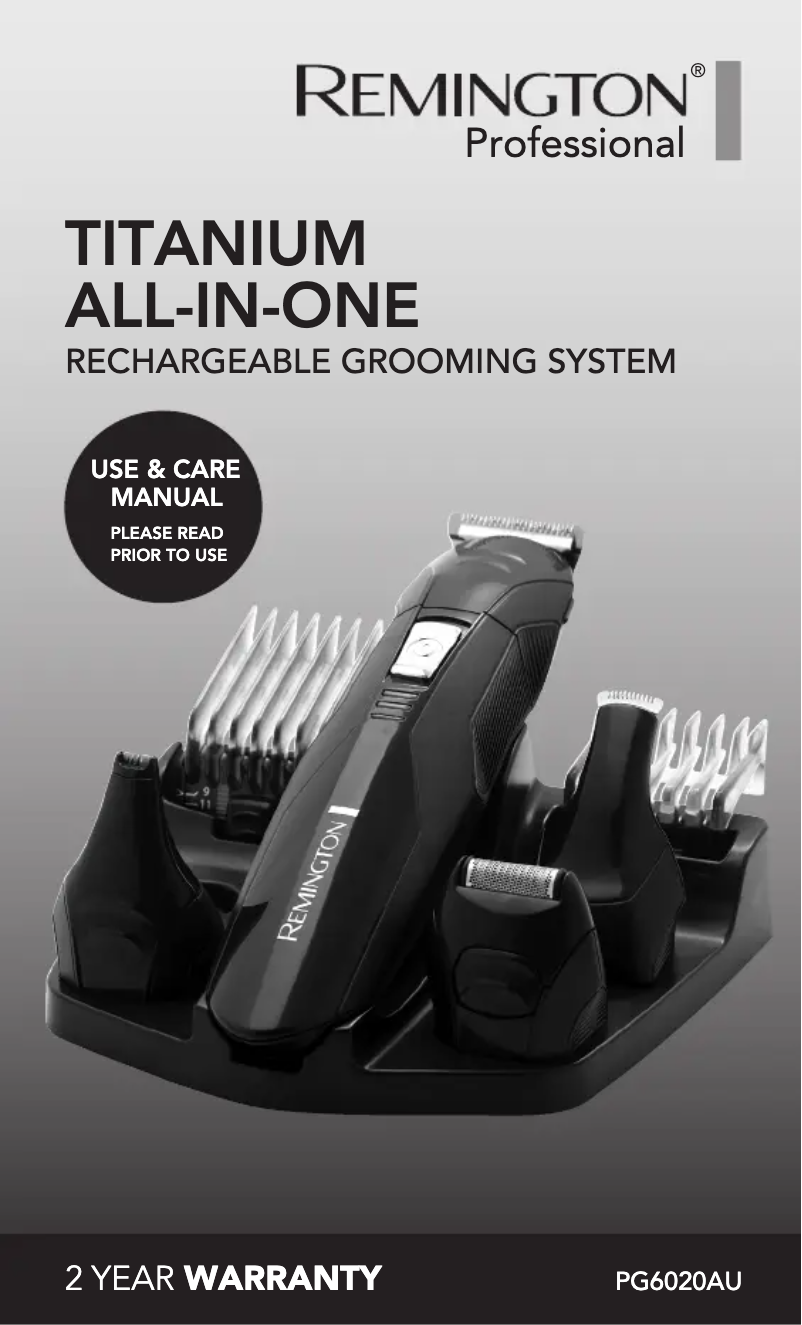 Page 1 de la notice Manuel utilisateur Remington Titanium All-in-one PG6020AU
