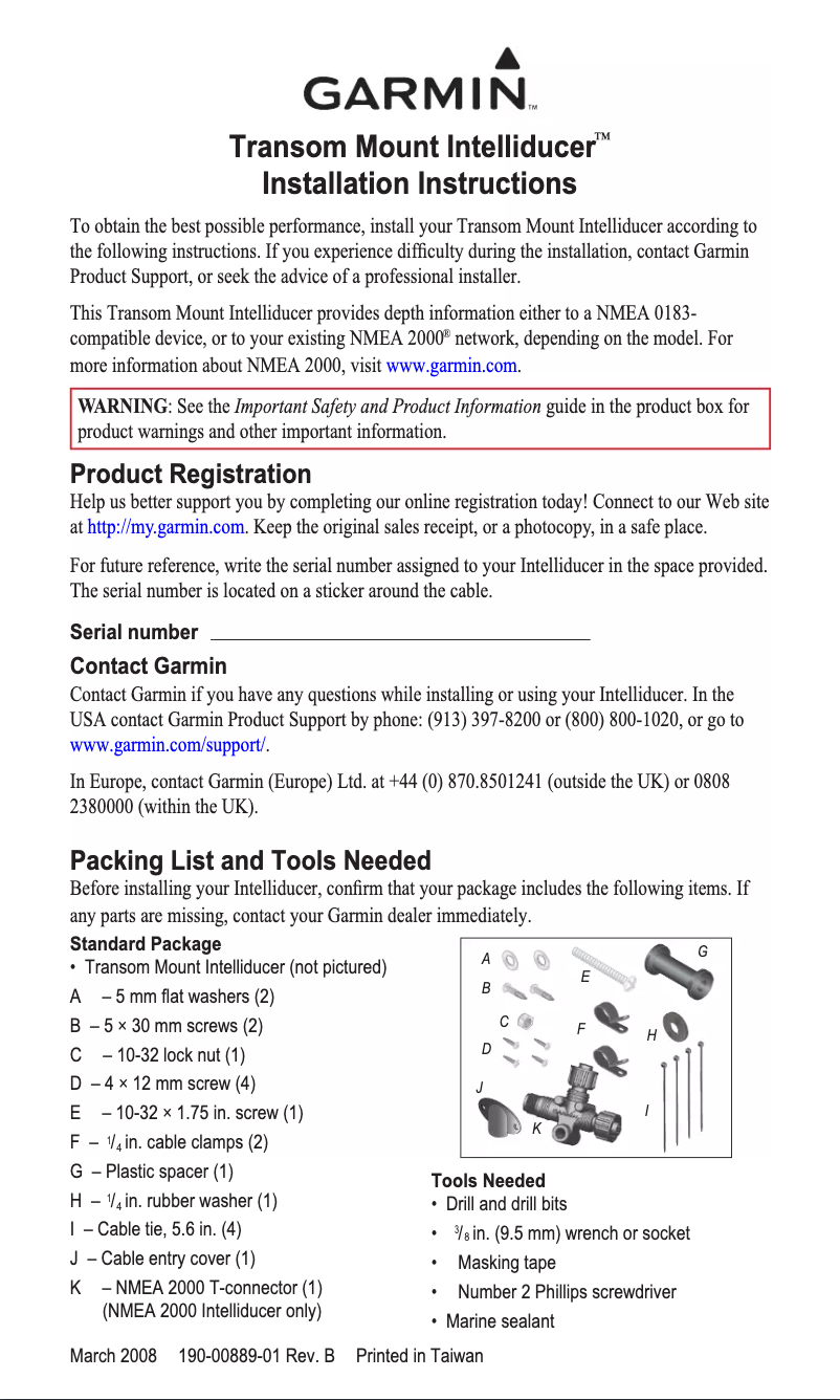 Page 1 de la notice Guide d'installation Garmin NMEA 2000