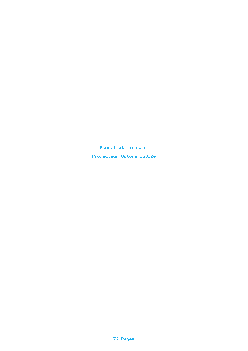 Page 1 de la notice Manuel utilisateur Optoma DS322e