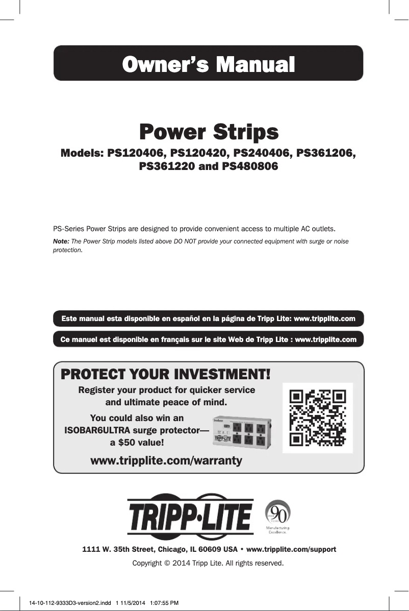 Page 1 of the manual User Manual Tripp Lite PS361206