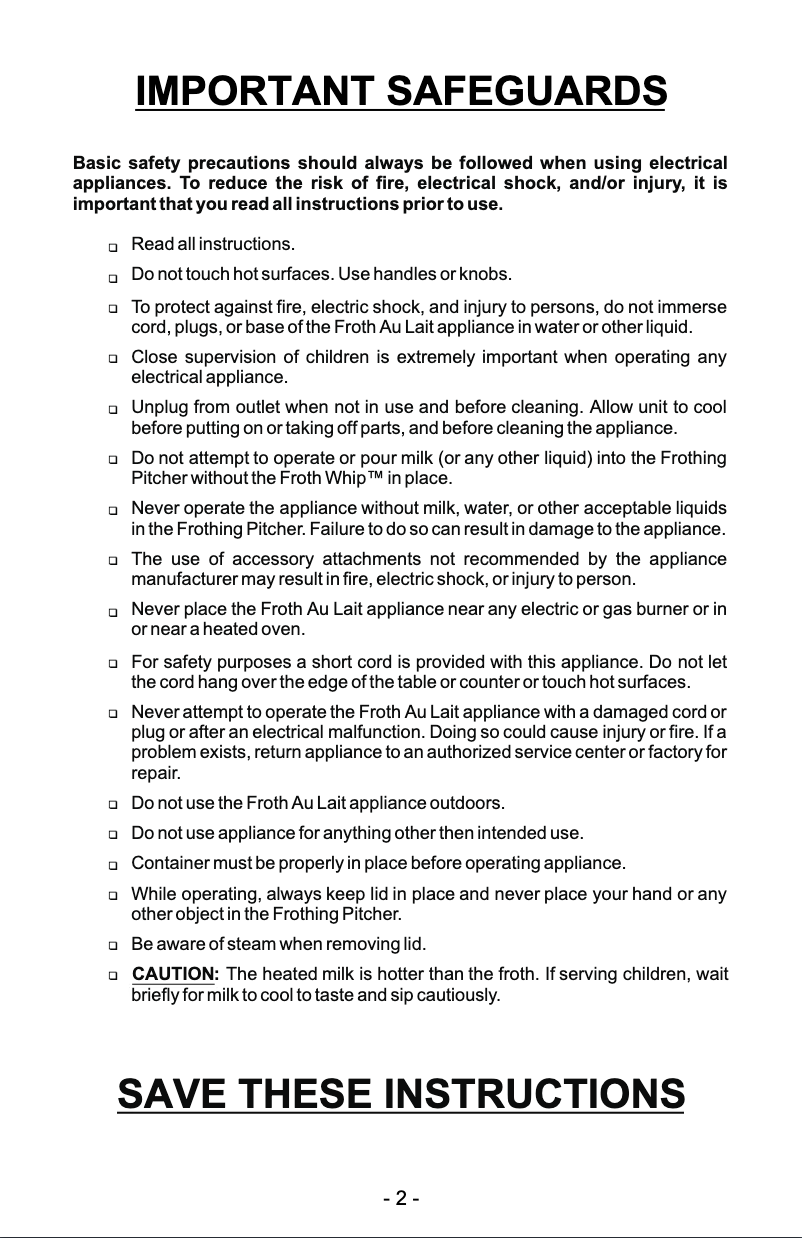 Page 1 de la notice Manuel utilisateur Gastroback 0781101