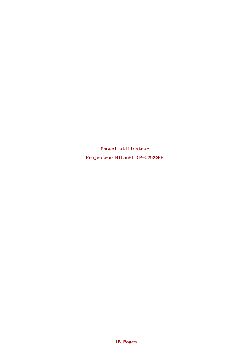 Page 1 de la notice Manuel utilisateur Hitachi CP-X2520EF