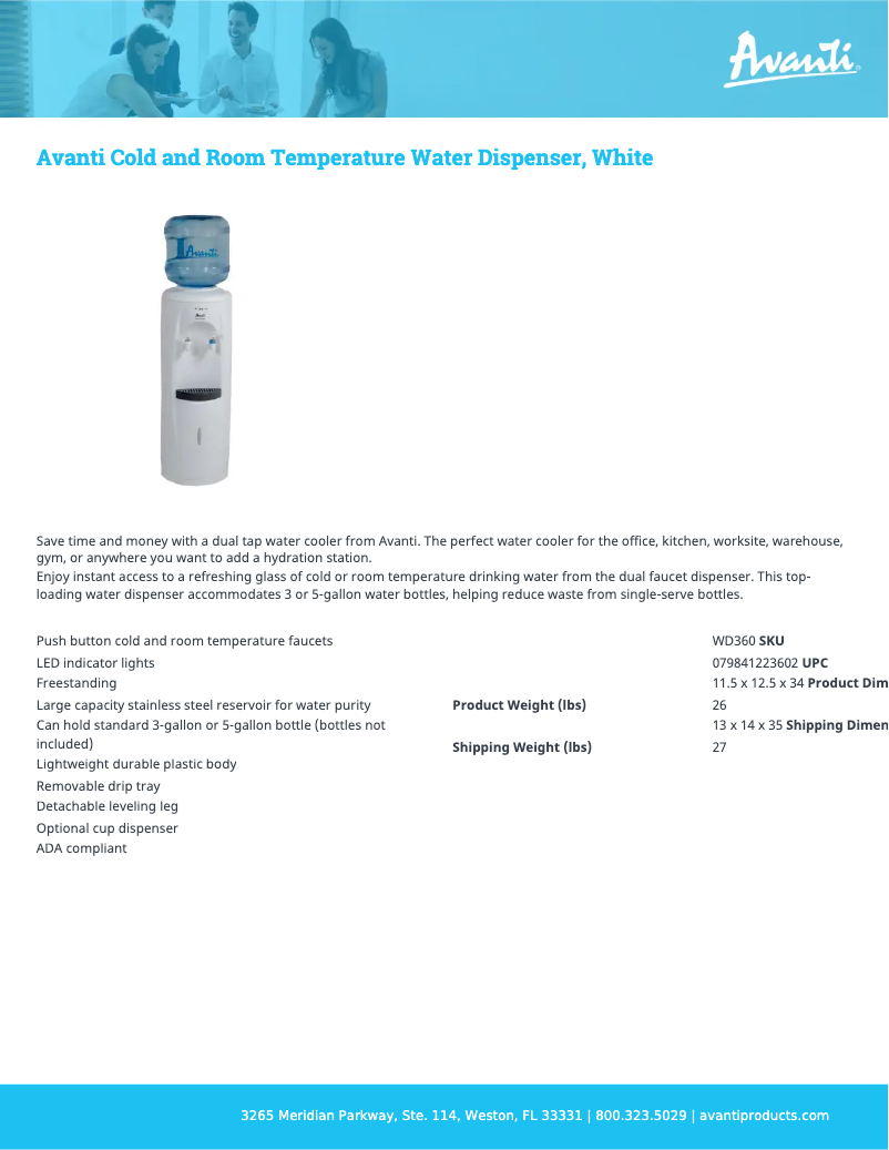 Página 1 del manual Ficha técnica Avanti WD360