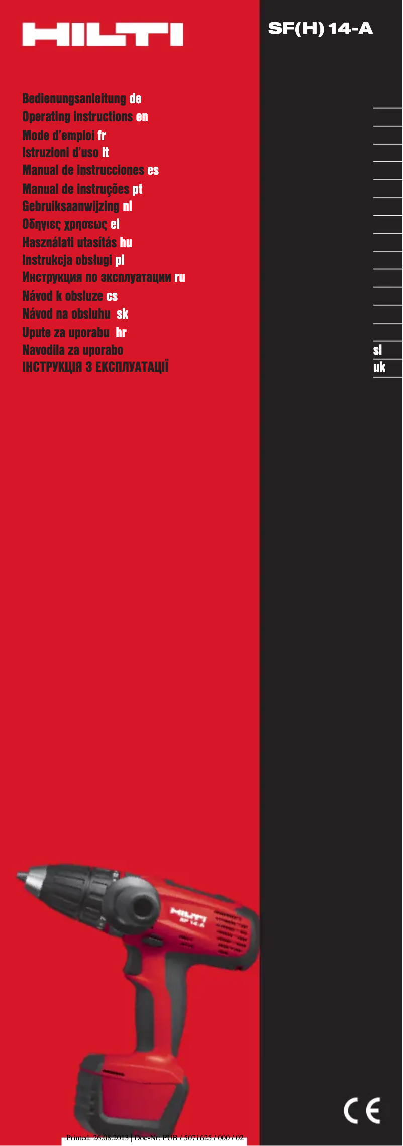 Page 1 de la notice Manuel utilisateur Hilti SF 14-A