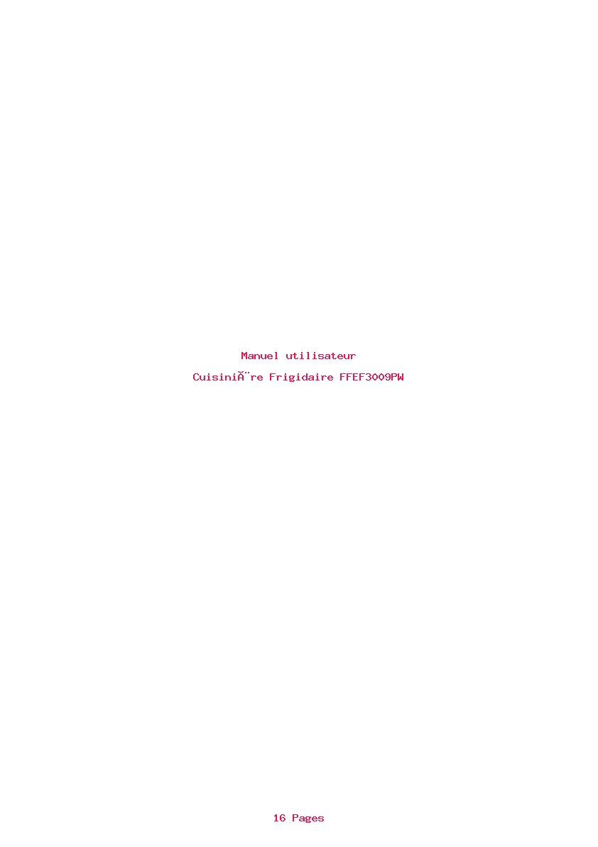 Page 1 de la notice Manuel utilisateur Frigidaire FFEF3009PW