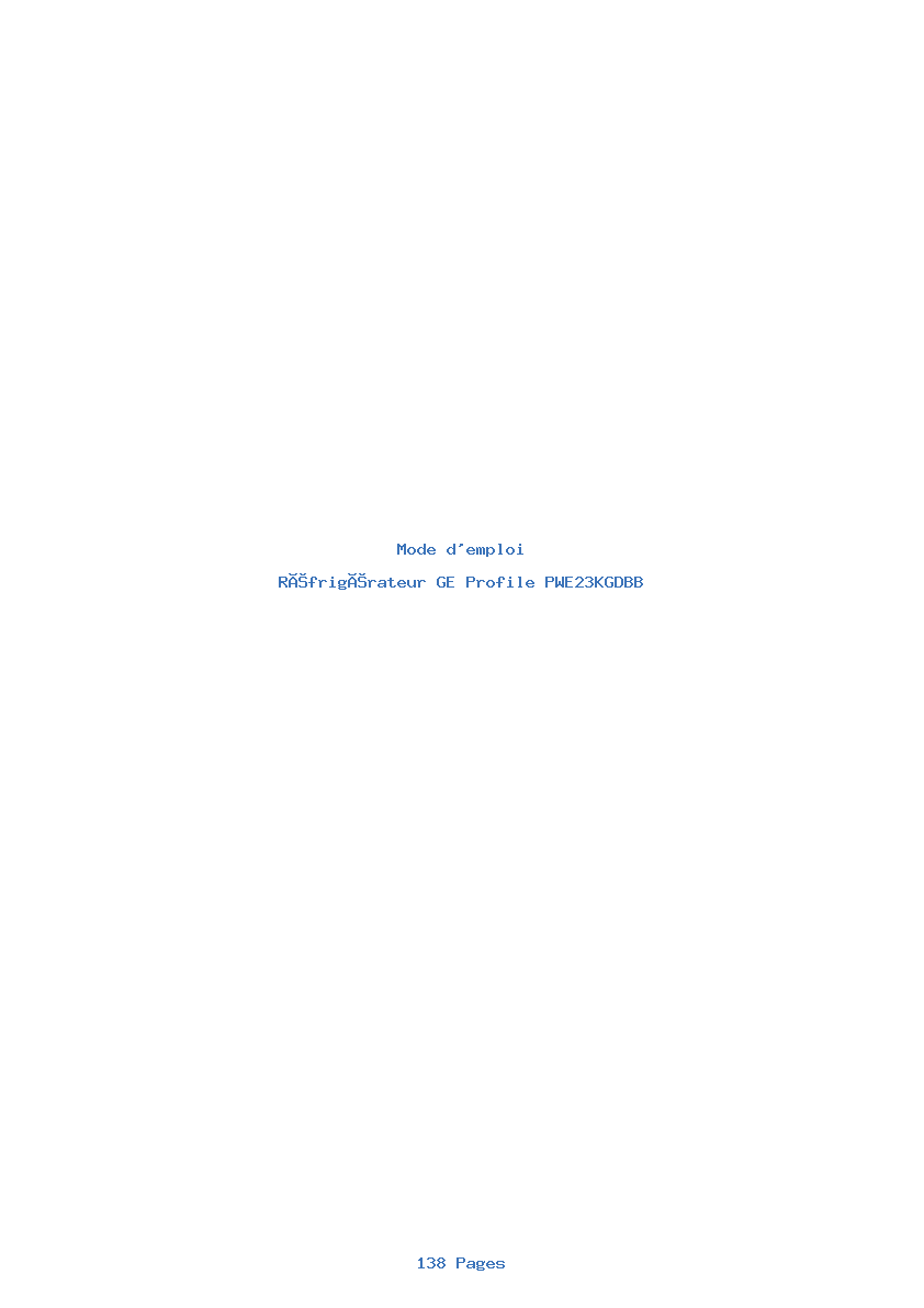 Page 1 de la notice Mode d'emploi GE Profile PWE23KGDBB