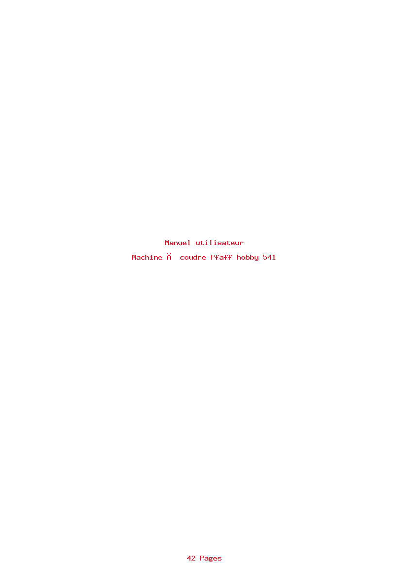 Page 1 de la notice Manuel utilisateur Pfaff hobby 541
