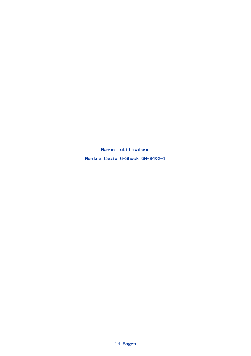 Page 1 de la notice Manuel utilisateur Casio G-Shock GW-9400-1