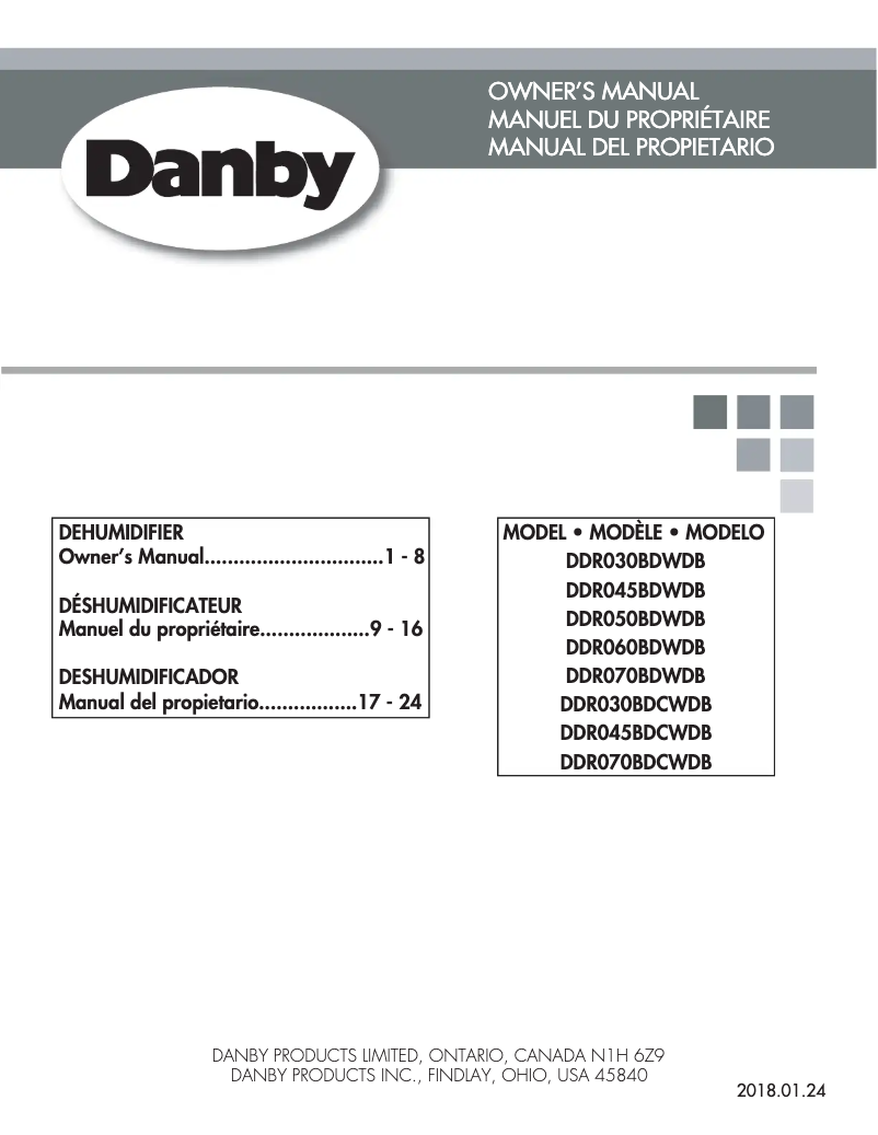 Page 1 de la notice Manuel utilisateur Danby DDR070BDWDB