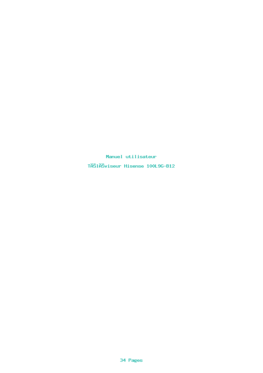 Page 1 de la notice Manuel utilisateur Hisense 100L9G-B12
