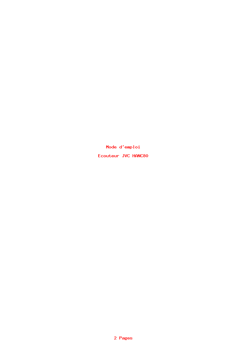 Page 1 de la notice Mode d'emploi JVC HANC80