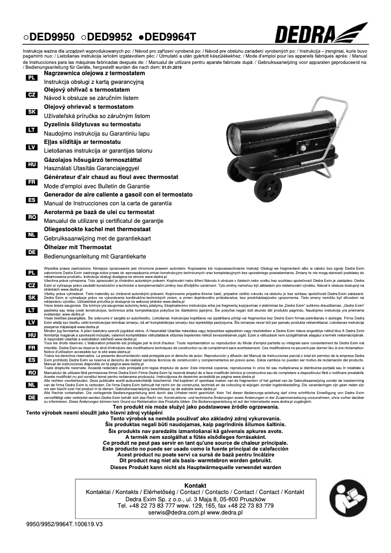 Page 1 of the manual User Manual DEDRA DED9952