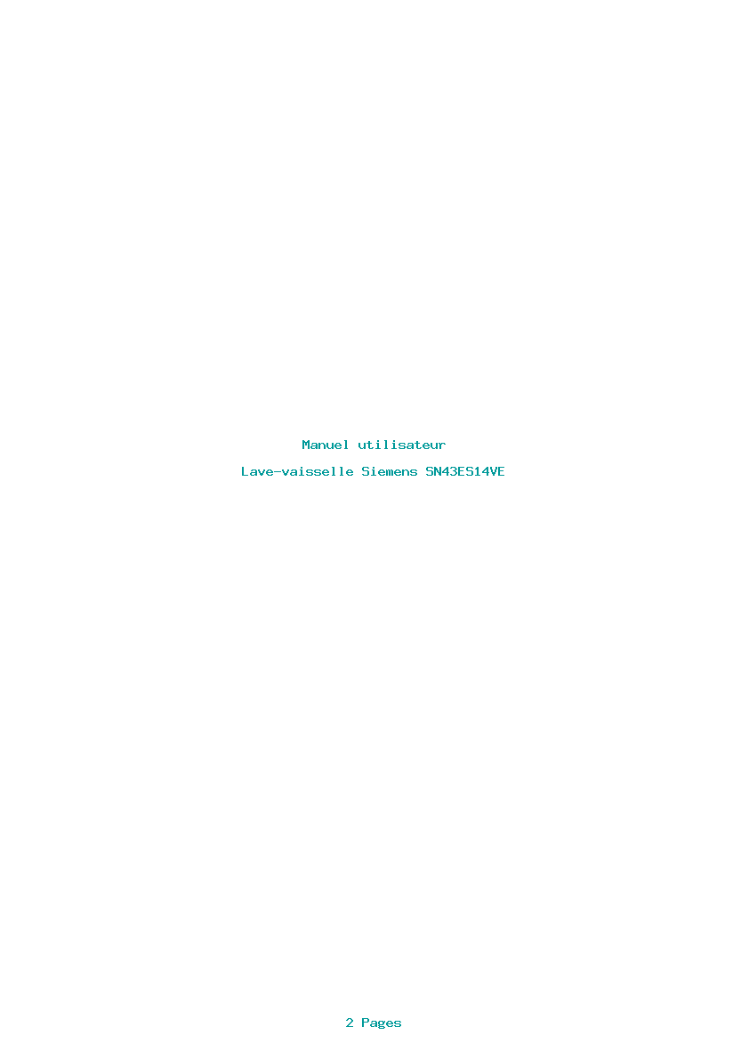 Page 1 de la notice Manuel utilisateur Siemens SN43ES14VE