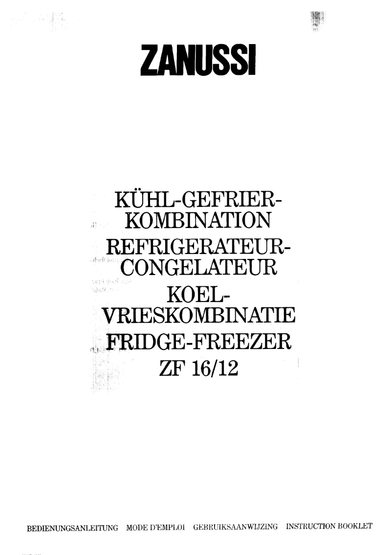 Page 1 de la notice Manuel utilisateur Zanker ZF16-12