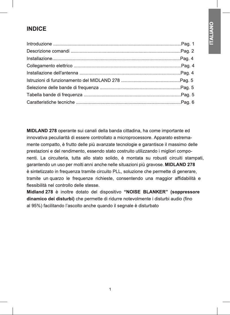 Page 1 de la notice Manuel utilisateur Midland 278