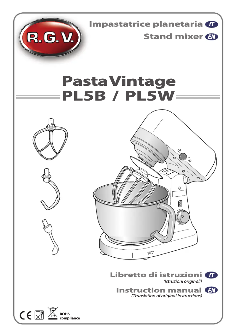 Page 1 of the manual User Manual RGV Pasta Vintage PL5W