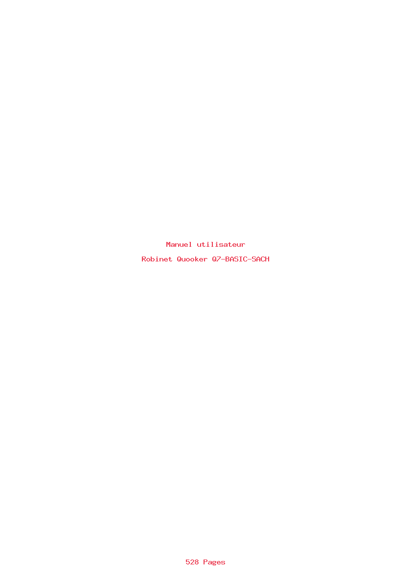 Page 1 de la notice Manuel utilisateur Quooker Q7-BASIC-SACH
