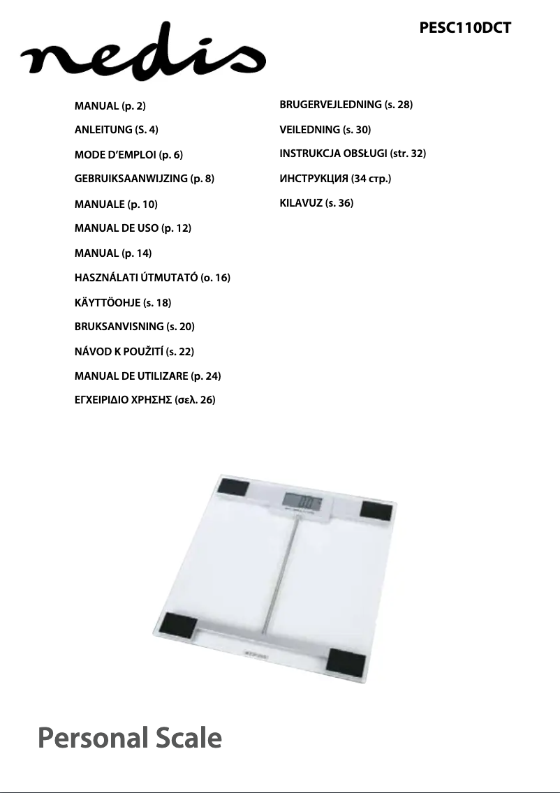 Page 1 de la notice Manuel utilisateur Nedis PESC110DCT