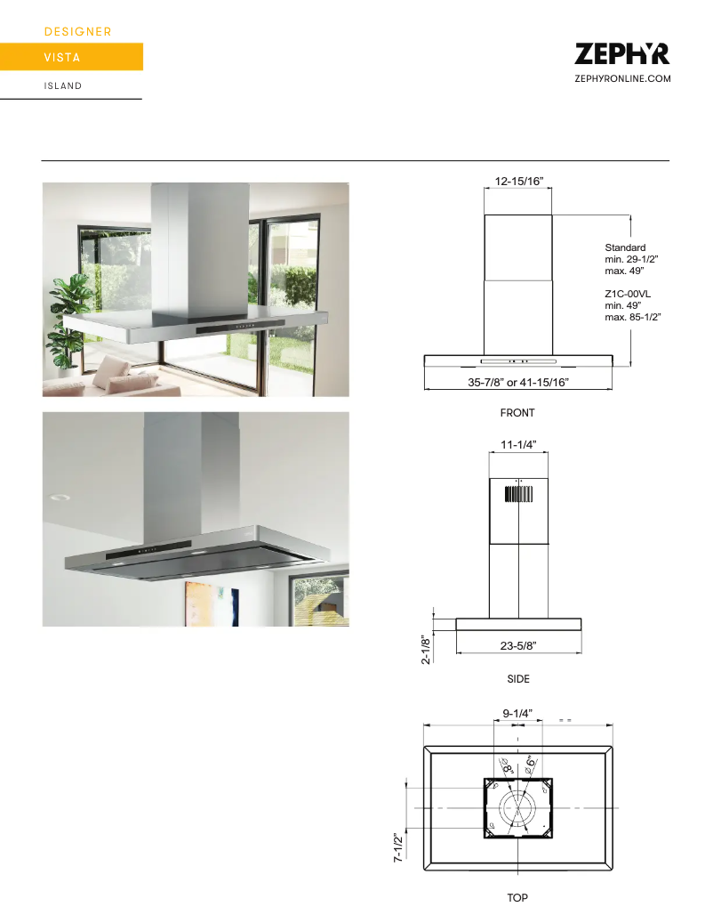 Página 1 del manual Ficha técnica Zephyr DVL-E36ASSX
