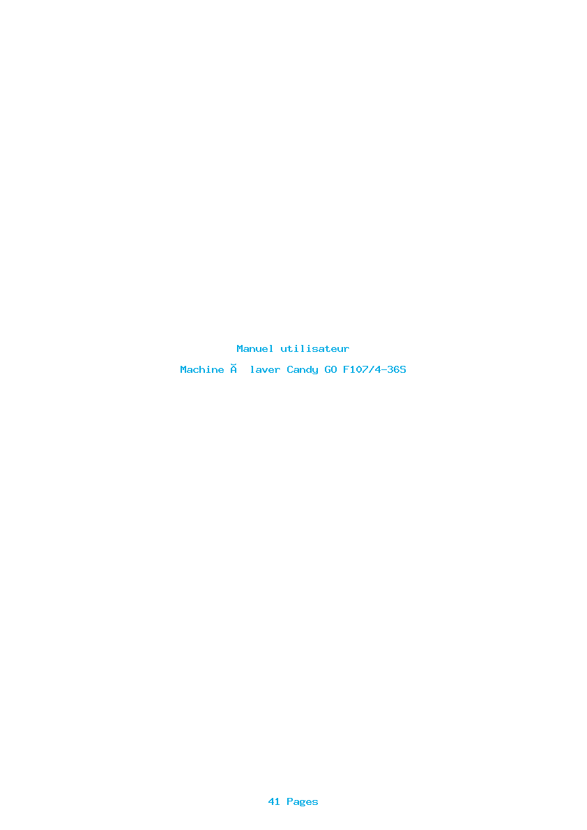 Page 1 de la notice Manuel utilisateur Candy GO F107/4-36S