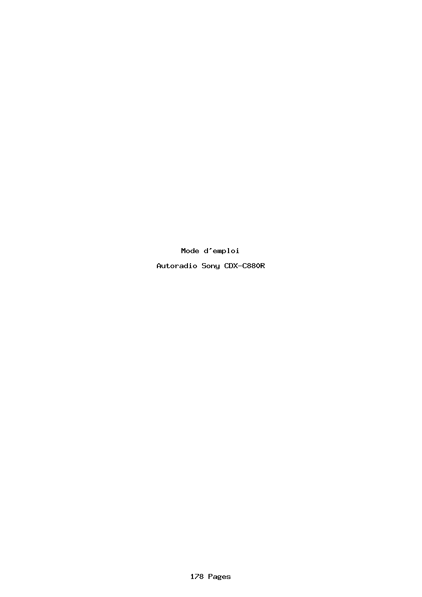 Page 1 de la notice Mode d'emploi Sony CDX-C880R