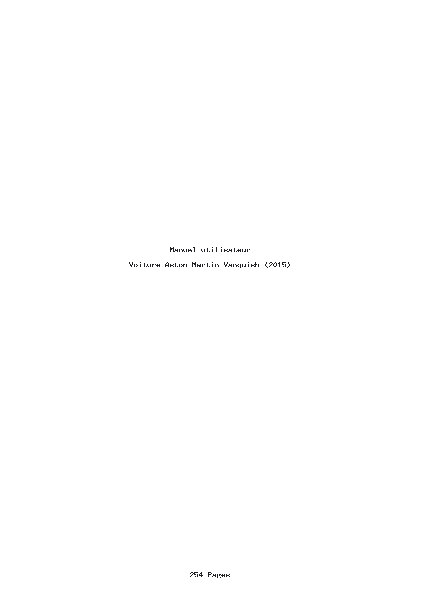 Page 1 de la notice Manuel utilisateur Aston Martin Vanquish (2015)