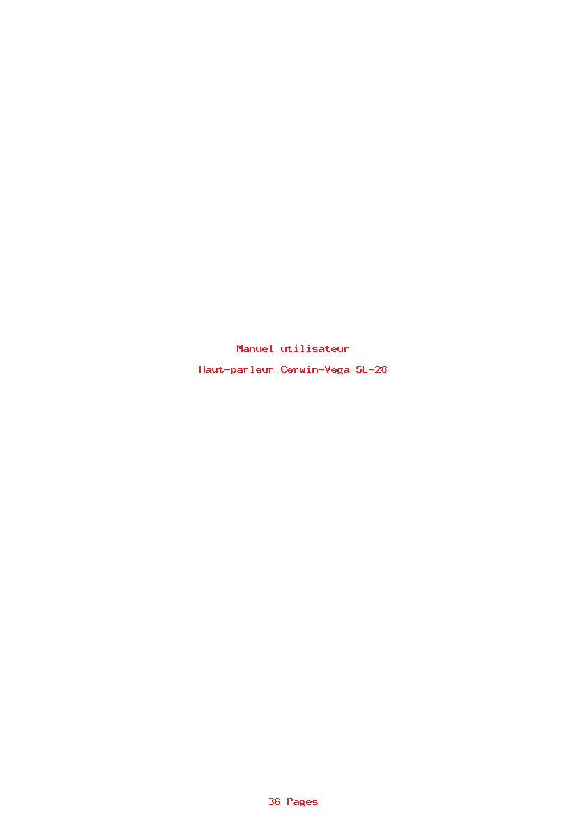 Page 1 de la notice Manuel utilisateur Cerwin-Vega SL-28