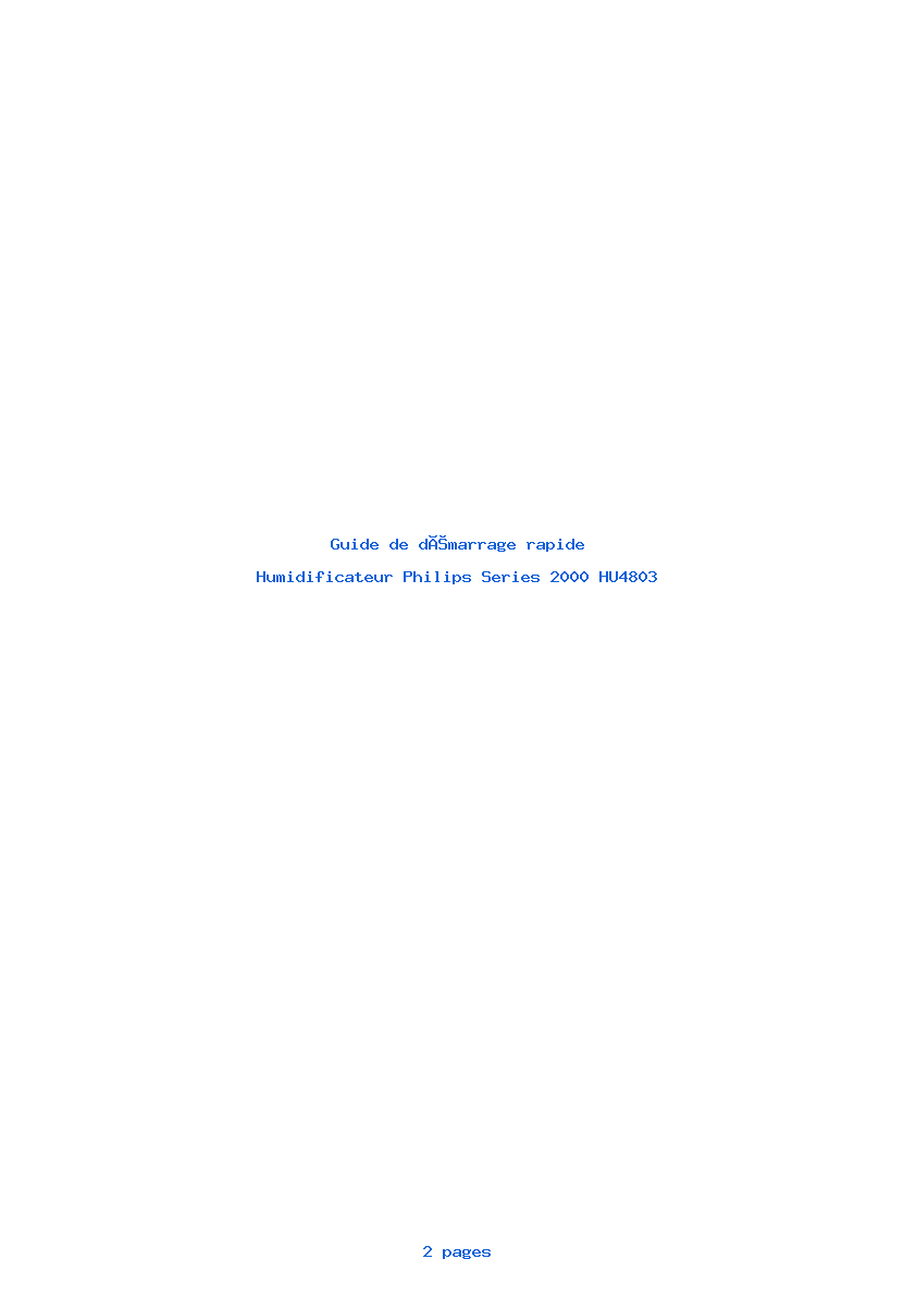 Page 1 de la notice Guide de démarrage rapide Philips Series 2000 HU4803