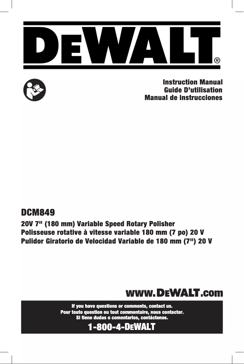 Page 1 de la notice Manuel utilisateur DeWalt DCM849
