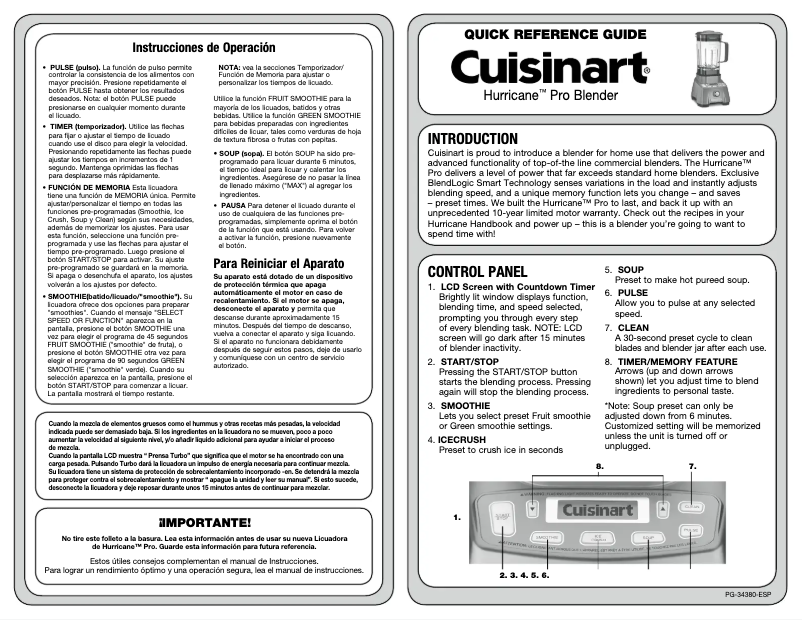 Page 1 de la notice Manuel utilisateur Cuisinart Hurricane Pro CBT-2000