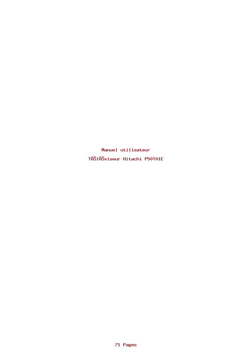 Page 1 de la notice Manuel utilisateur Hitachi P50T01E