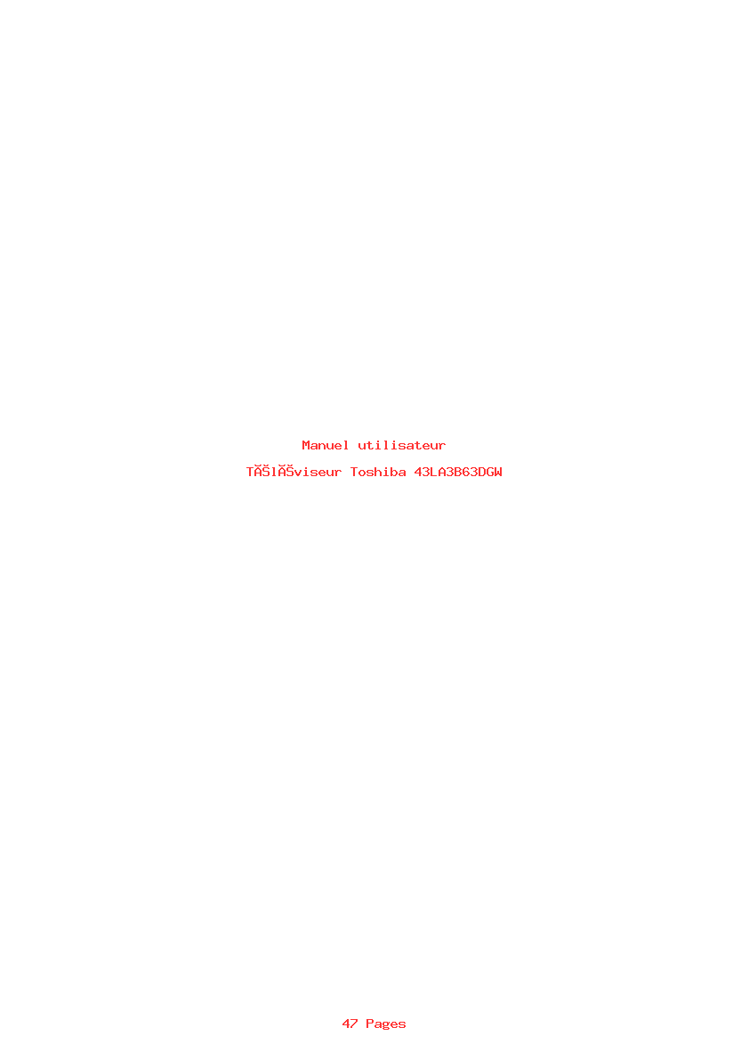 Page 1 de la notice Manuel utilisateur Toshiba 43LA3B63DGW