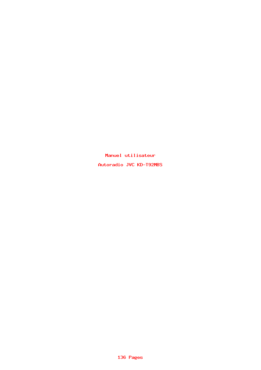 Page 1 de la notice Manuel utilisateur JVC KD-T92MBS
